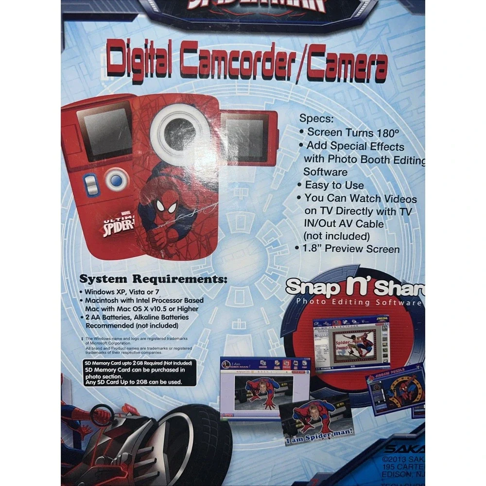 Marvel Ultimate Spider-Man Digital Camcorder/Camera 1.8 TFT Screen New